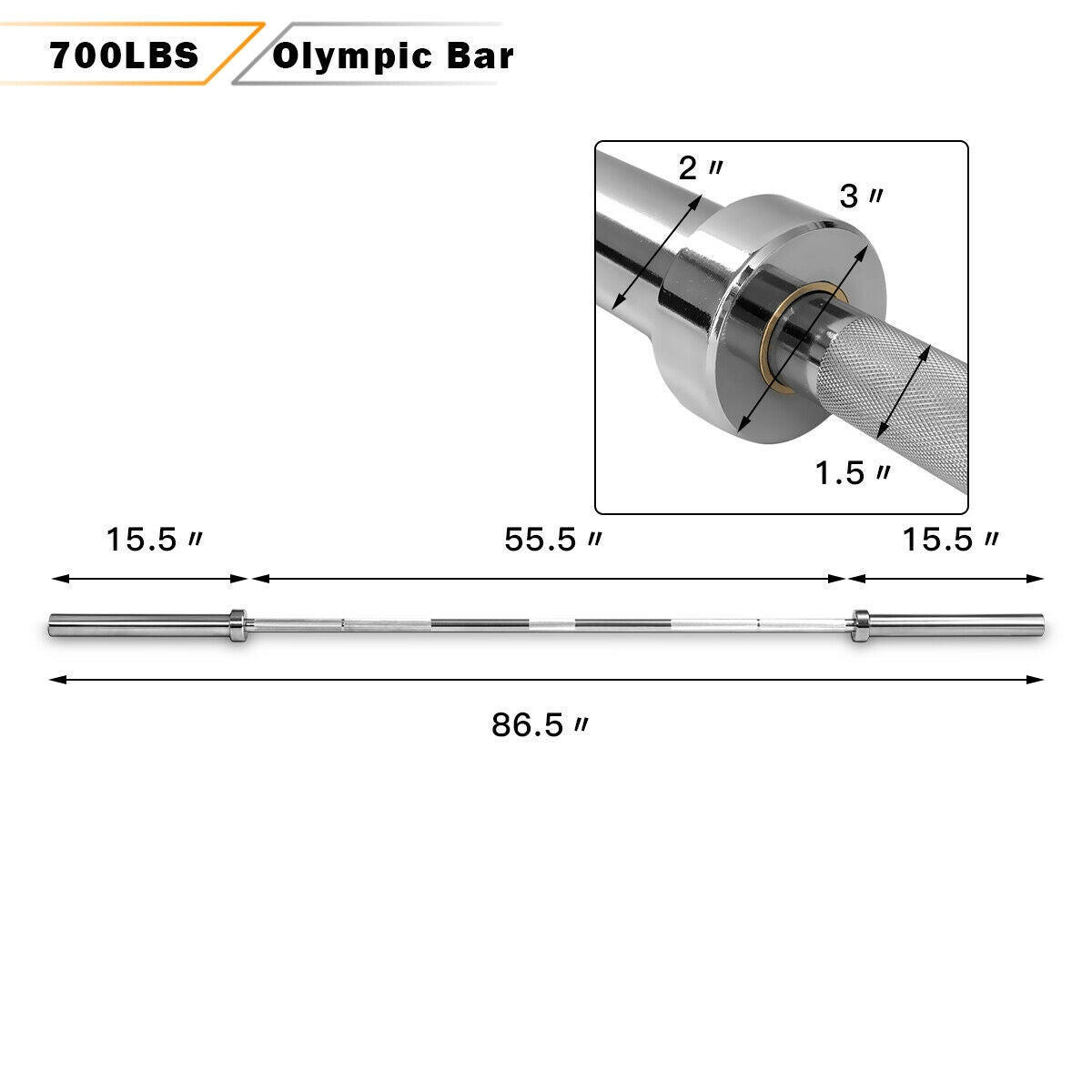 7 Feet Workout Olympic Multifunctional Weight Barbell with Copper Sleeve and Bearing Connection