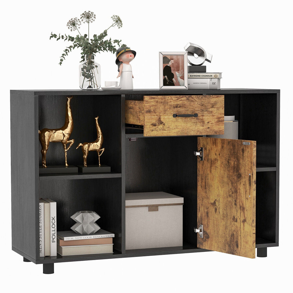 48 Inch Industrial Buffet Sideboard with 4 Open Cubbies