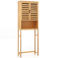 Bamboo Over The Toilet Storage Cabinet Bathroom with Adjustable Shelf-Natural