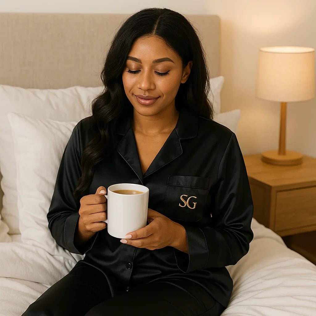 SG Embroidered Resort Style Silk Pajamas