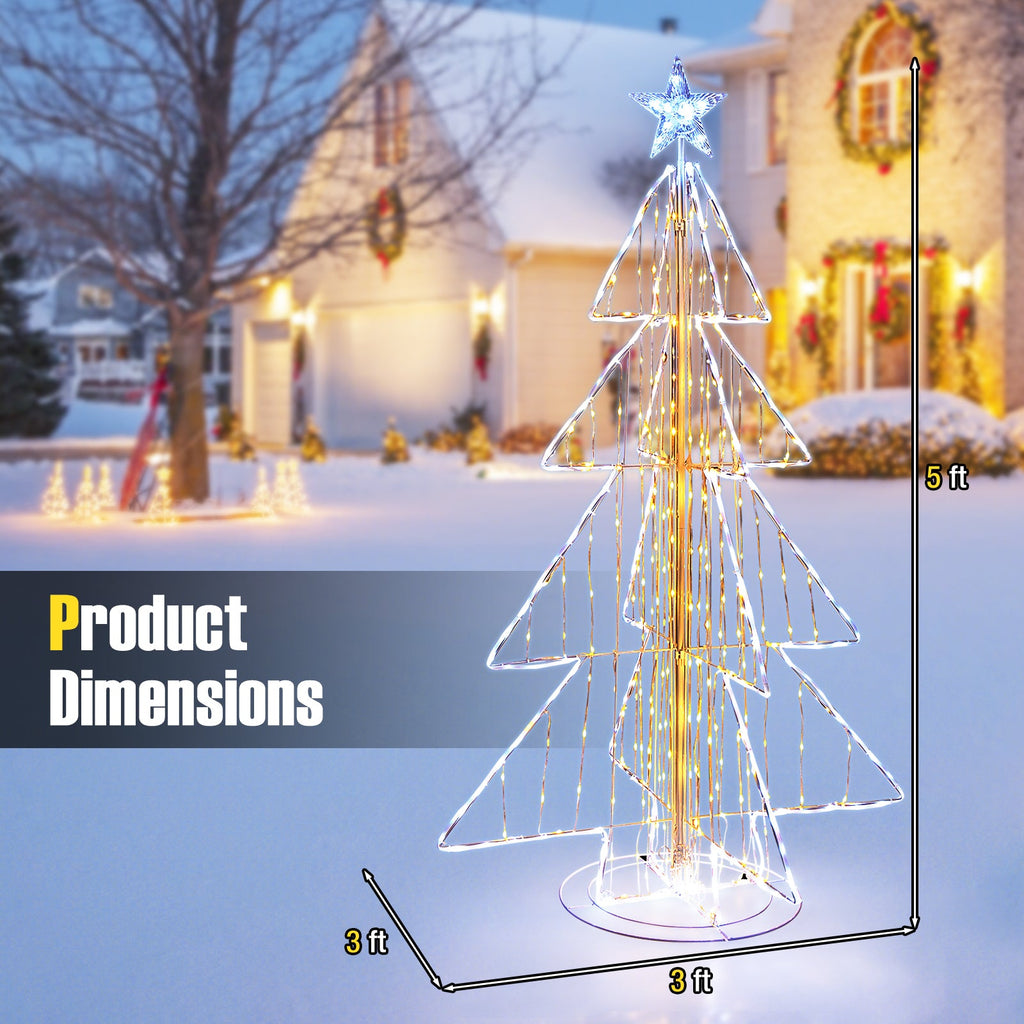 5 Feet Animated Christmas Tree with Warm and Cold LED Lights