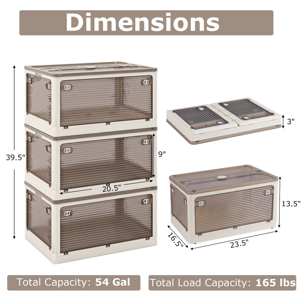 3-Pack Stackable Storage Bins with Lids with 5 Opening Ways