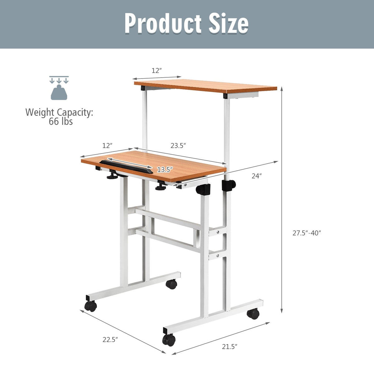 2 in 1 Height Adjustable Sit Standing Computer Desk