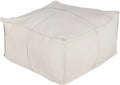 Friendsville Solid & Striped Ivory Pouf