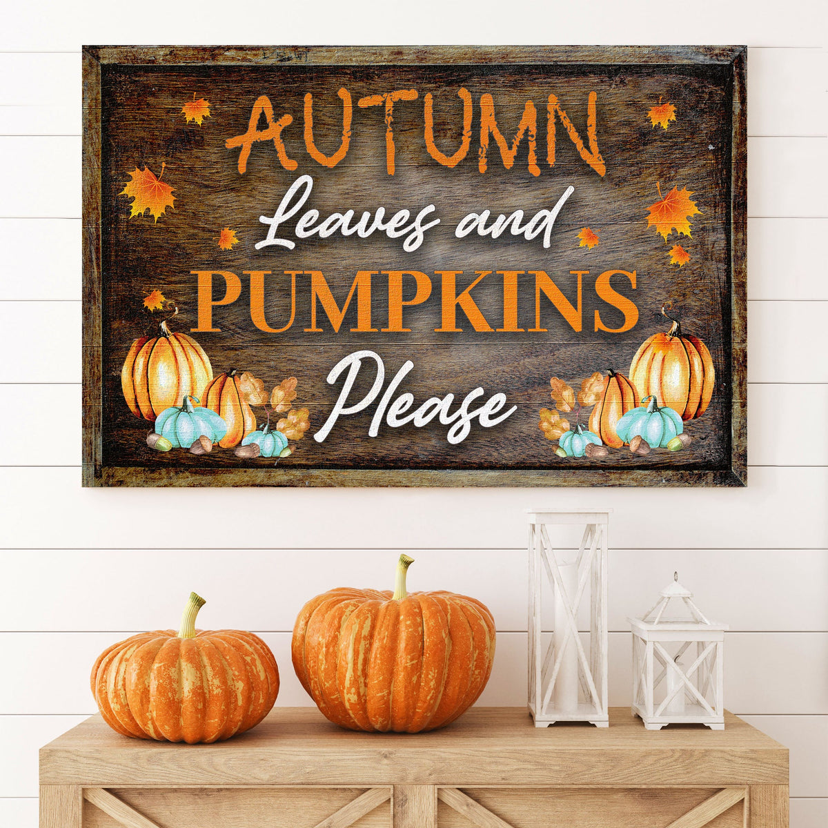Autumn Leaves And Pumpkins Please Sign