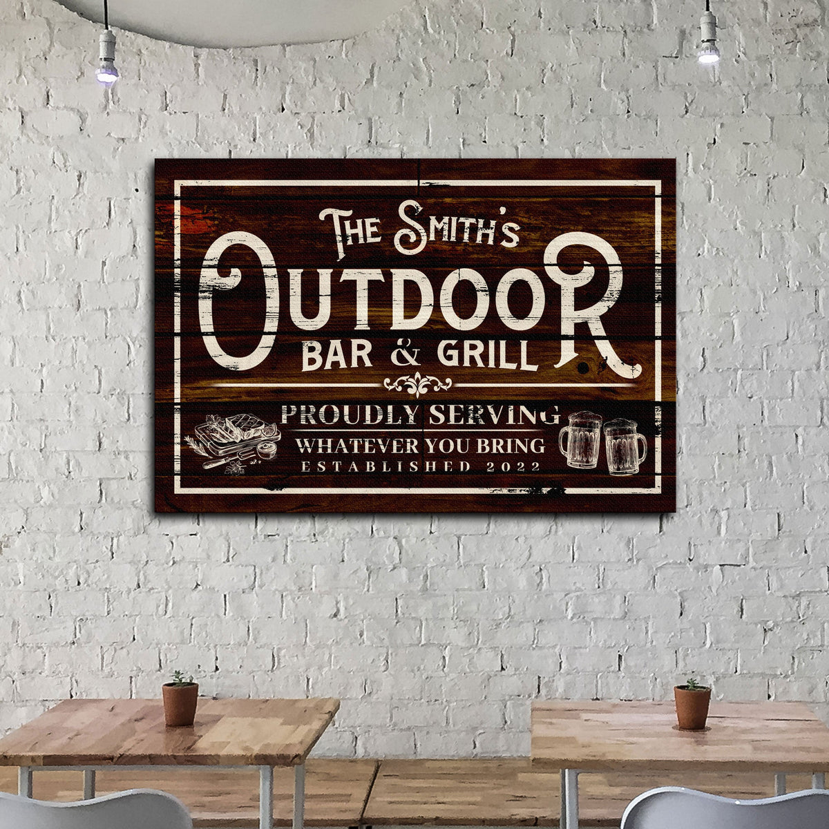 Family Outdoor Bar And Grill Sign II