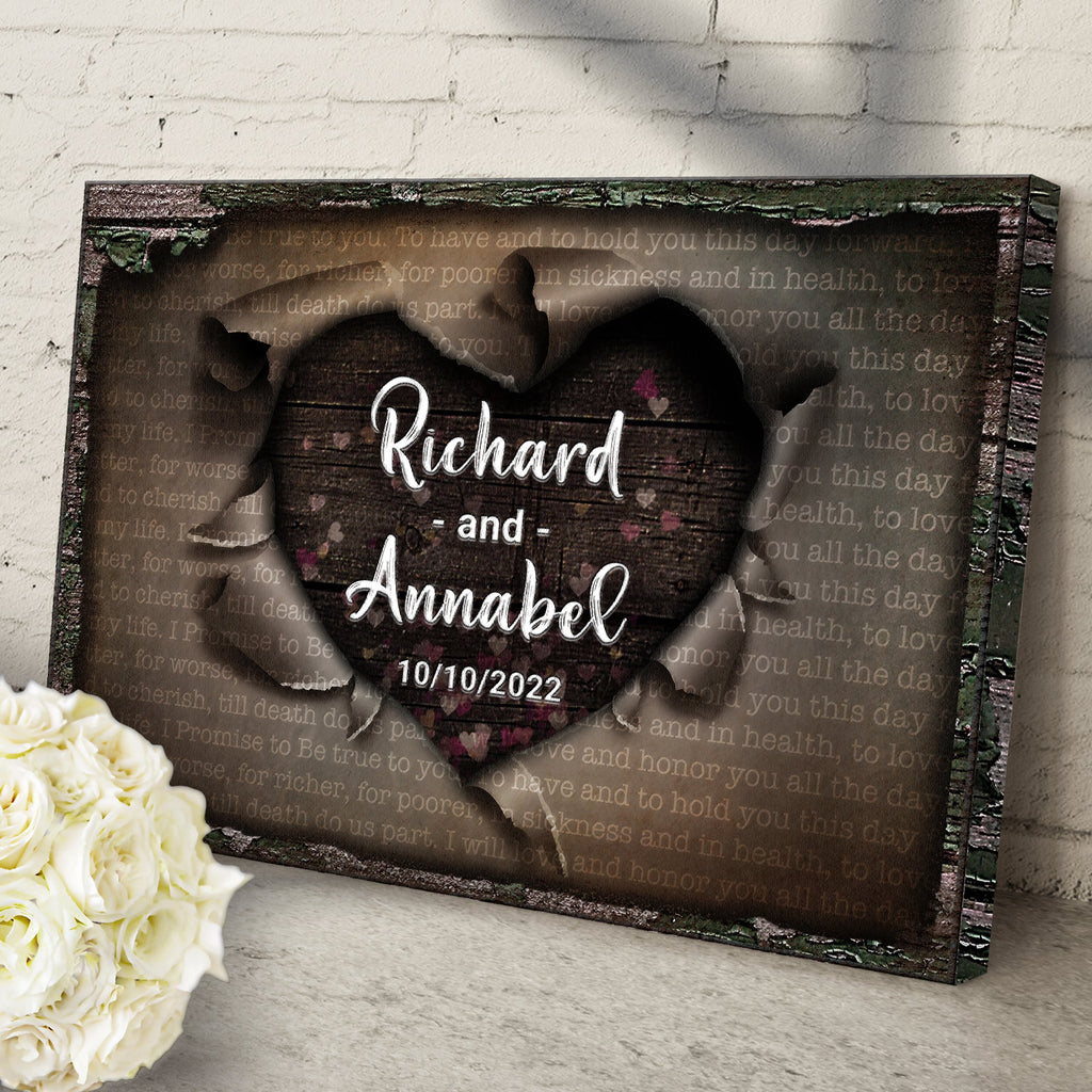 Unwrapped Heart Wedding Vows Sign