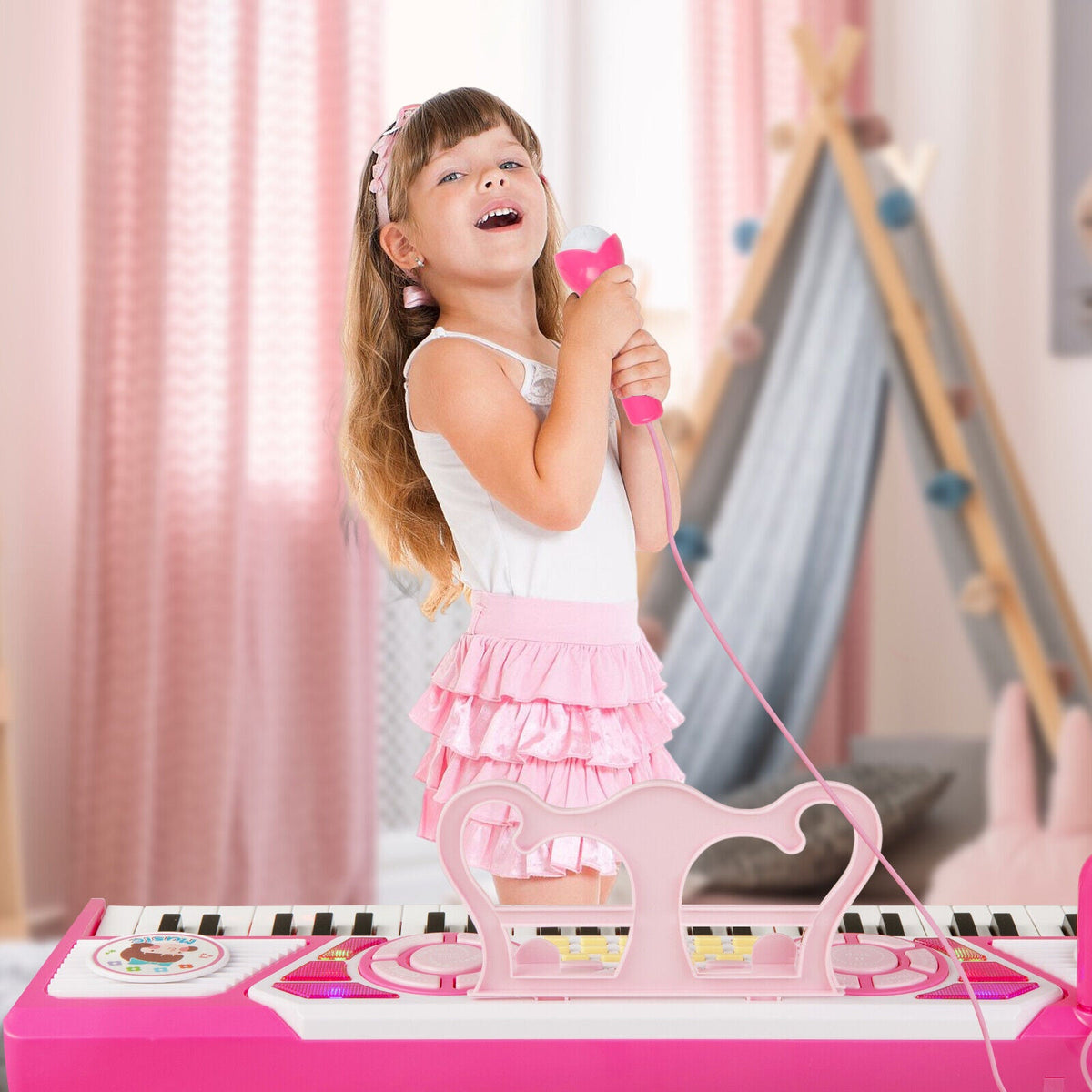 49 Keys Kids Piano Keyboard for Kids 3+-Pink
