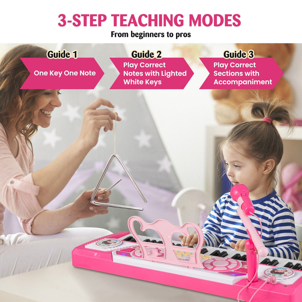 49 Keys Kids Piano Keyboard for Kids 3+-Pink