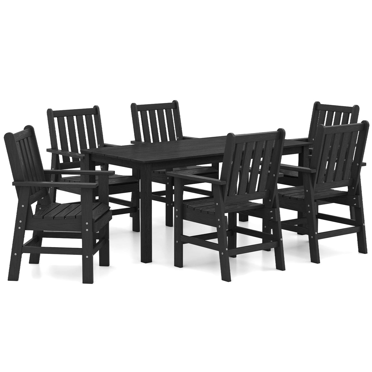 7 Pieces Patio Dining Set Outdoor HDPE Weather Resistant Table and Chairs Set
