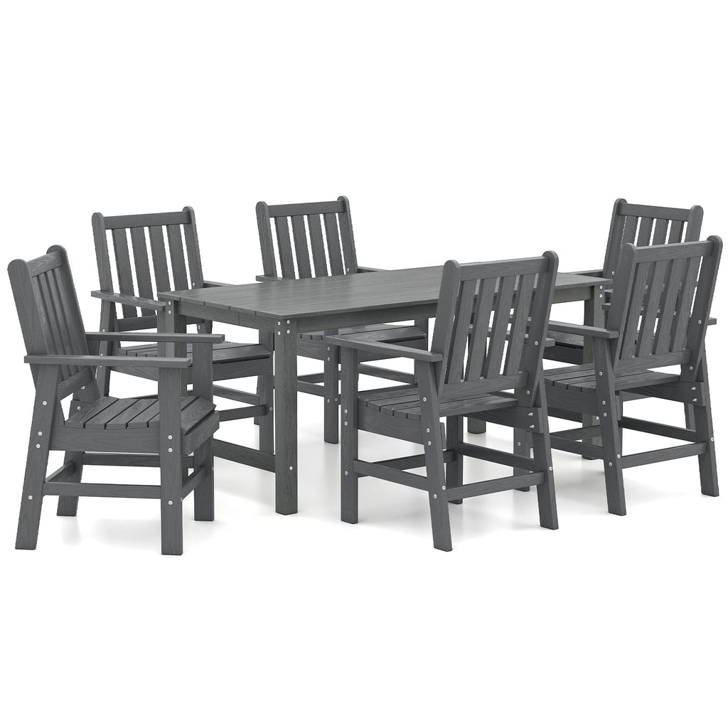 7 Pieces Patio Dining Set Outdoor HDPE Weather Resistant Table and Chairs Set