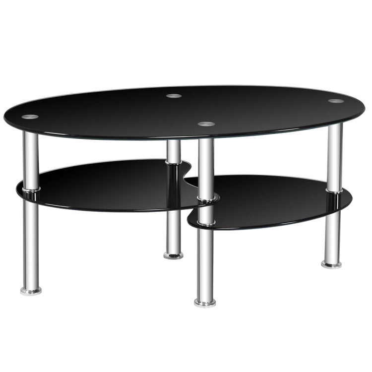 Modern Accent Chair & Tempered Glass Oval Side Coffee Table Set