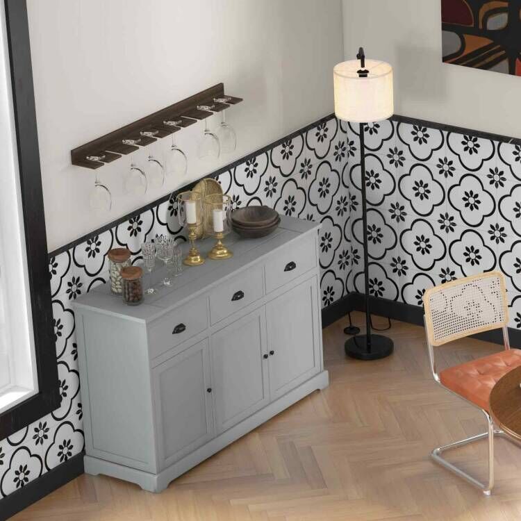Standing Floor Lamp and Sideboard Buffet Storage for Dining Room