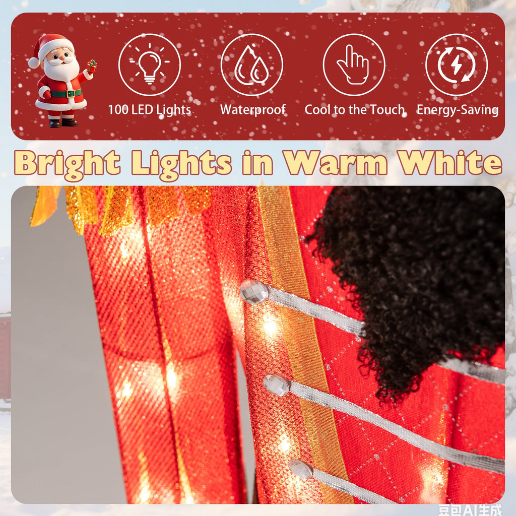 Set of 2 5 FT Lighted Christmas Nutcracker with Glitter Sword