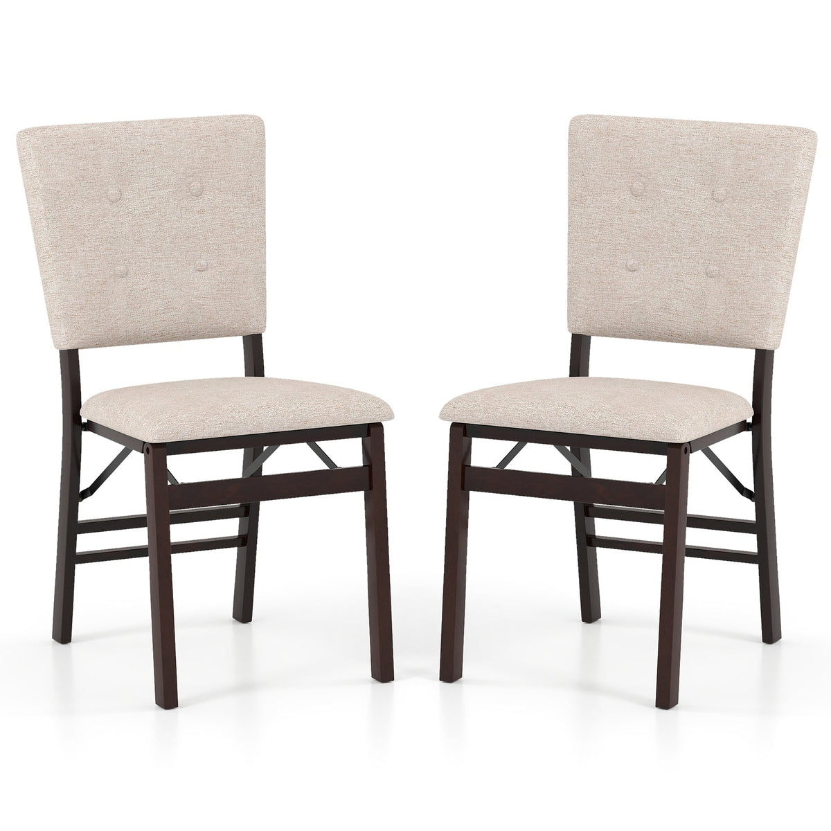 Foldable Dining Chair Set of 2 Armless Kitchen Chair with Padded Seat and Tilt Backrest