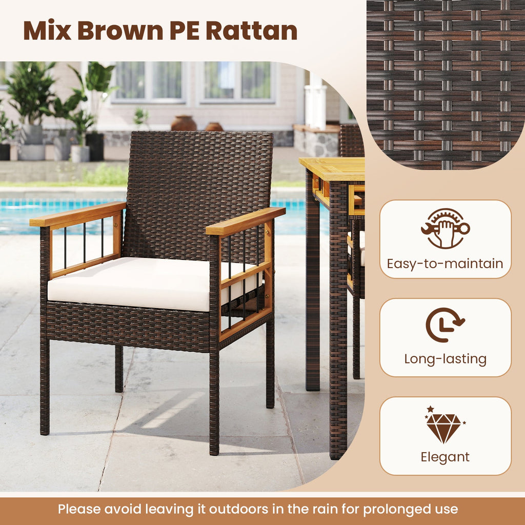 7 Pieces PE Wicker Patio Dining Set for Garden and Backyard