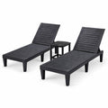 3-Piece Outdoor Adjustable Chaise Lounge Set with 2 Recliners and 1 Side Table for Garden Backyard