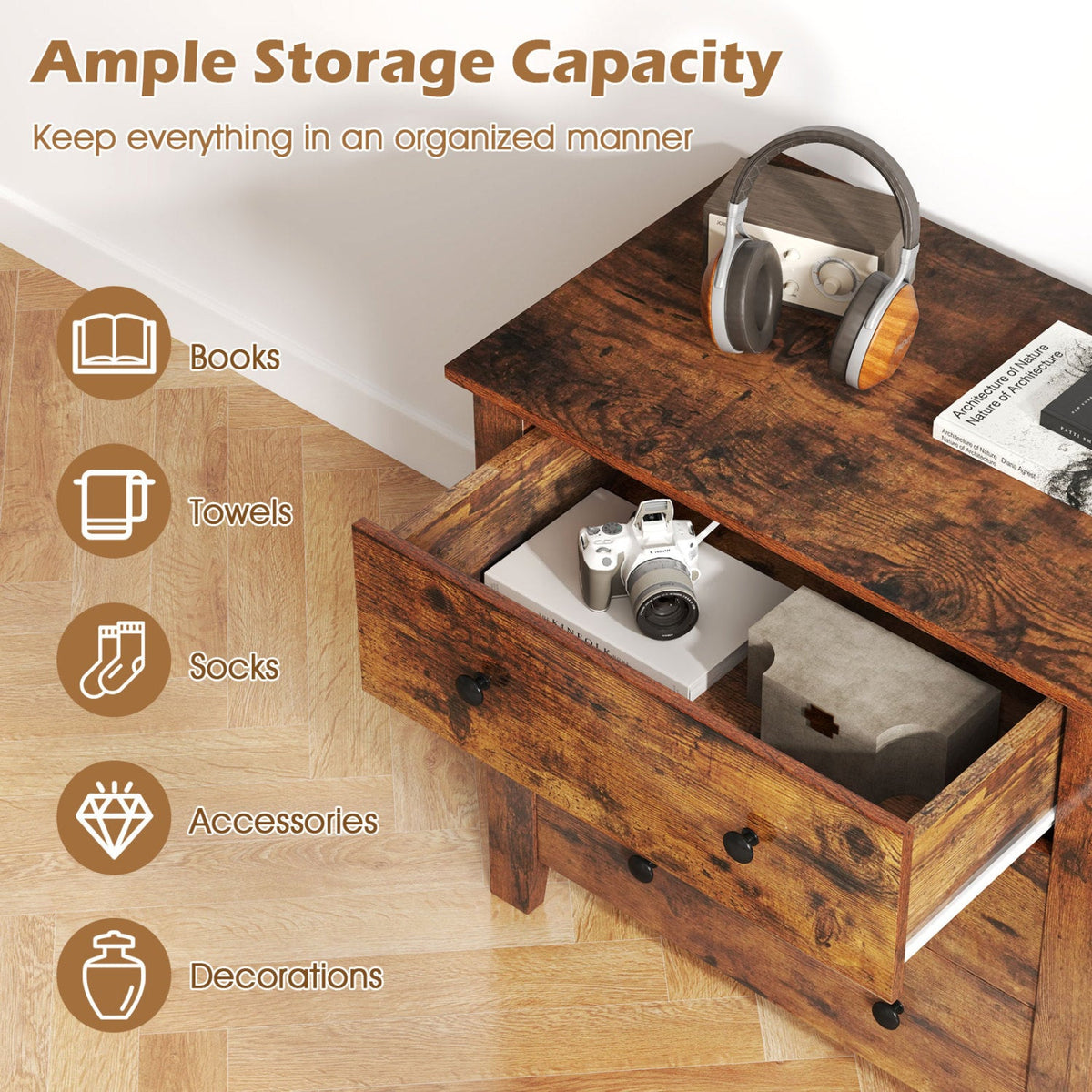3-Drawer Dresser with Tapered Legs (2-Pack)