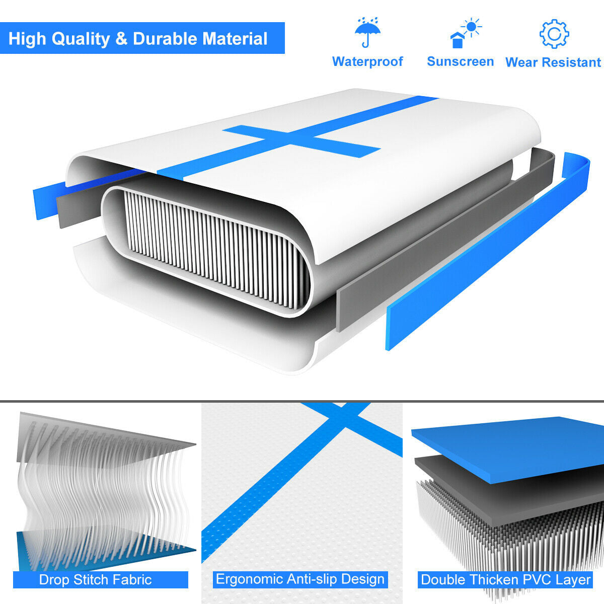 10 Feet Inflatable Gymnastic Tumbling Mat with Electric Pump
